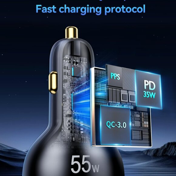 NEW 55W PD3.0 QC3.0 Super Fast Charging 4-Port Car Charger for Multiple Devices - Picture 6 of 7
